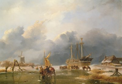 Winter Scene by Andreas Schelfhout